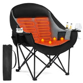 PUVASIA heated camping chair seat-area showing large warm seating for cold outings
