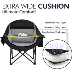 PUVASIA chair with cup holder offers convenient hydration on camping trips.