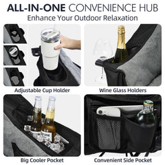 PUVASIA chair with insulated cooler bag keeps drinks cool at picnics.