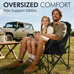 PUVASIA oversized chair with side pockets keeps essentials within reach.