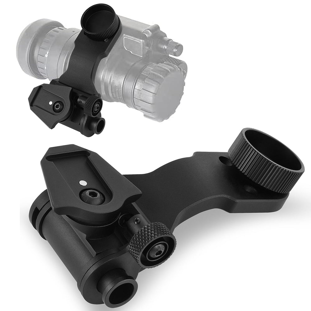 PVS-14 NVG J-Arm mount side view for secure helmet integration and quick switching.