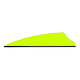 Q2i Fusion X-II neon yellow vane close-up, showcasing tri-fusion adhesion for precision flight.