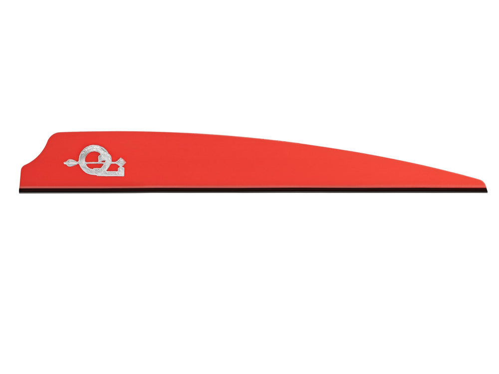 Q2i Fusion X-II vanes in fire red for 4-inch arrows boost stable flight.