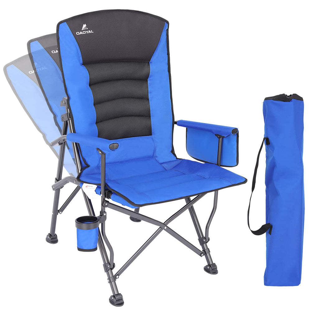 QAOYAL camping chair adjustable backrest blue for customizable seating comfort.