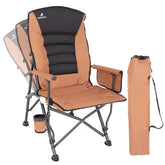 QAOYAL camping chair brown backrest with adjustable comfort for outdoor lounging.