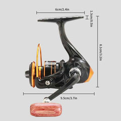 Detail of brass pinion on QCdeSoulBLV mini spinning reel