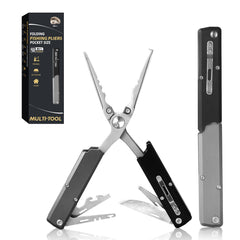QDX 12-in-1 multitool fishing pliers folded for compact portability