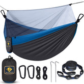 Qevooon camping hammock net close-up showing mosquito protection during camping