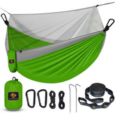 Qevooon camping hammock net view shows breathable protection against bugs during camping