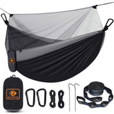 Qevooon camping hammock net detail showing breathable insect protection.