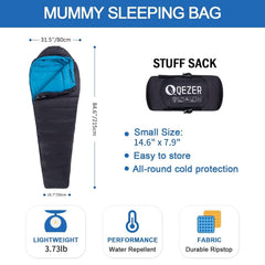 QEZER 650-fill-down core provides compact warmth on cold trips.