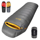 QEZER Down sleeping bag graphene fabric close-up highlights fast heat retention.