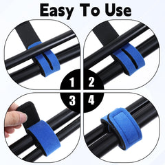Elastic fishing rod strap showing self-adhesive closure