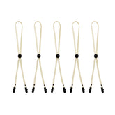 Close-up of beige adjustable hat strap clip
