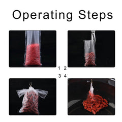 PVA bag being prepared: cut sides for knotting