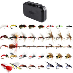 Qievcrme fly fishing flies kit in waterproof box for organized transport.