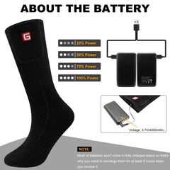 QILOVE heated socks battery charging setup shows rechargeable power for all-day warmth