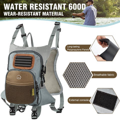 Back net holder integrated into chest pack