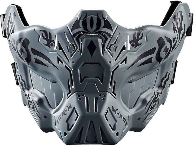 QJYZHAN Half-Face Ghost Mask front view for airsoft and cosplay comfort