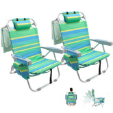 Qodia 2-Pack Low Beach Chair in full-flat recline for relaxing sunbaths