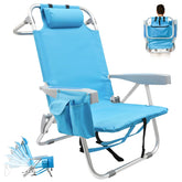 Qodia backpack beach chair folded compact for easy transport and storage.