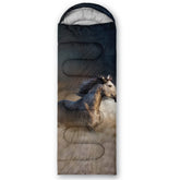 QOOMO horse-printed sleeping bag front view for versatile family camping