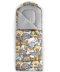 QOOMO sleeping bag folded for compact travel storage and portability
