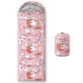 QOOMO Kawaii Rabbit sleeping bag front view for family camping and three-season warmth