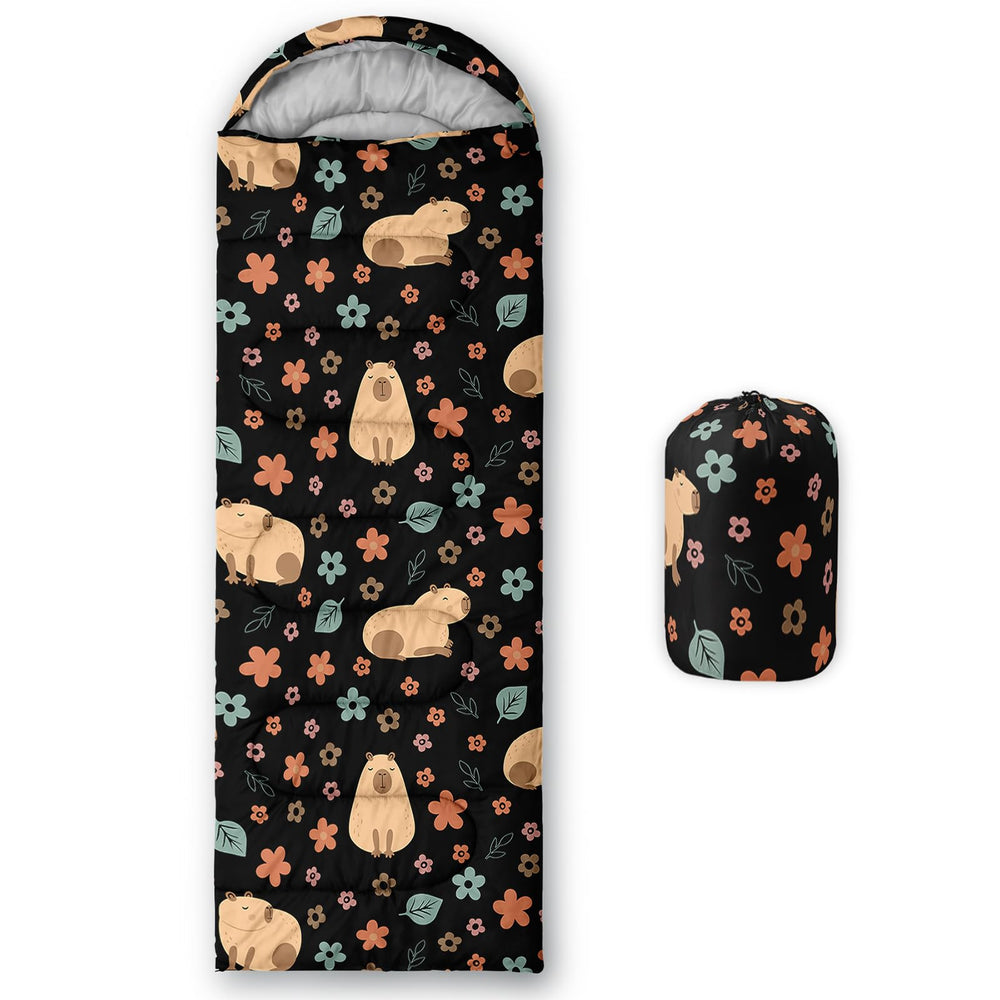 QOOMO Otter Leaf Flower printed sleeping bag keeps you warm on camping trips.