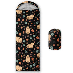 QOOMO Otter Leaf Flower printed sleeping bag keeps you warm on camping trips.