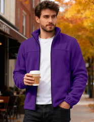QOSOQ polar fleece jacket full-zip feature visible for easy on-off during outdoor adventures.