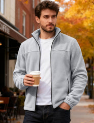 QOSOQ polar fleece jacket full zip facilitates easy on/off and flexible layering.