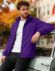 QOSOQ fleece jacket exterior pocket detail highlights secure storage on outings.