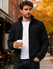 QOSOQ fleece jacket side pockets keep essentials secure during activities.