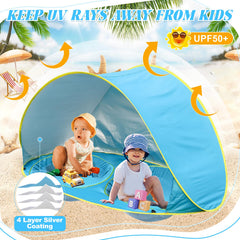 QTREE intelligence baby beach tent features UV protection for sunny days