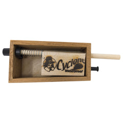 Quaker Boy Cyclone box call wood side-view, versatile one-hand operation in field conditions.