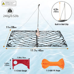 Crab trap with built in bait clip and rope attachment