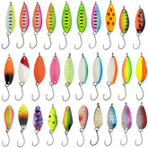 QualyQualy fishing spoon assortment pack shows colorful spoons for versatile trout fishing.