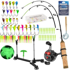 QualyQualy ice fishing rod in action for steady power in cold conditions.