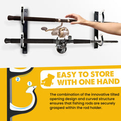 Rod holder mounted to ceiling for overhead storage