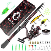 QudraKast telescopic rod with reel showcases compact design for easy packing and travel.