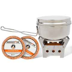 QuickStove portable wood stove demonstrates a compact design for easy emergency prep.