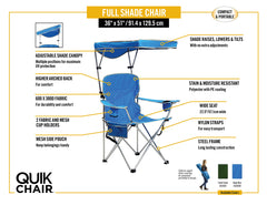 Quik Shade full size shade chair armrest with cup holder for drinks