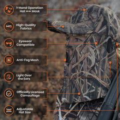 QuikCamo built-in face mask enables quick concealment during hunts