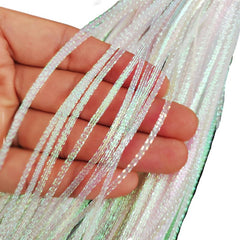 Quintathletic 3mm glow corrugated flash strands add vibrant shimmer for eye-catching flies.