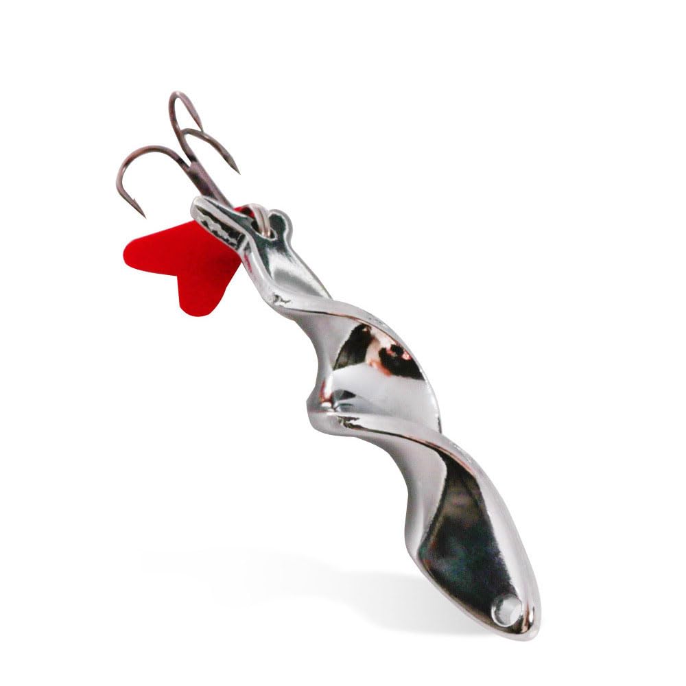 Quintathletic 5-piece spinner spoon set in silver attracts trout and pike in freshwater.