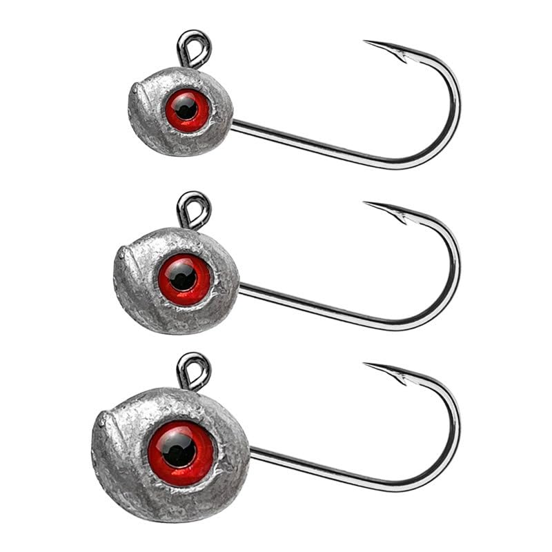 Quintathletic Ajing jig head with 3D eye detail attracts bites during rock fishing