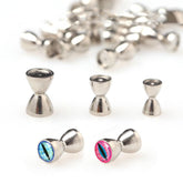 Quintathletic dumbbell eyes with blue-pink eye design for lifelike streamer flies.