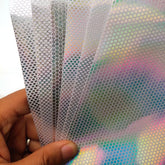 Quintathletic holographic fish-scale sticker sheet with rainbow reflections for durable lure customization.