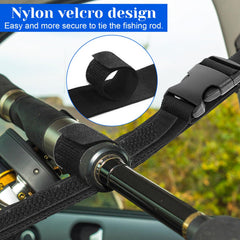 Mounted 5-rod capacity fishing rod rack with rods secured